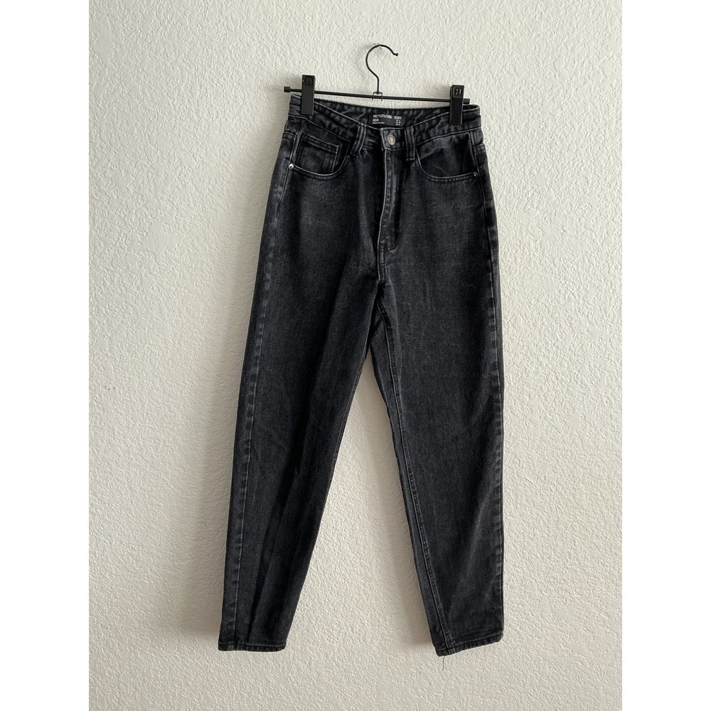 PrettyLittleThing‎ Mom Jeans Size 0 Excellent Washed Black High Waisted Tapered